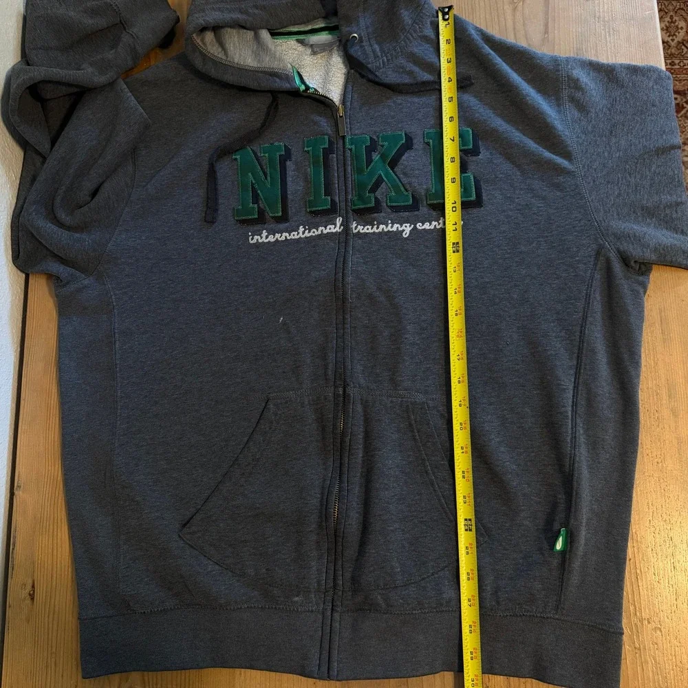 Y2K Nike International Training Center Zip Up Hoodie Mens XL Charcoal Grey Green
